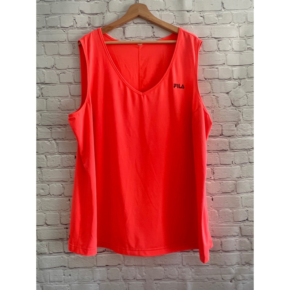 Fila Sport Women's Size 3X Neon Pink V-Neck Athleisure Activewear Tank Top
